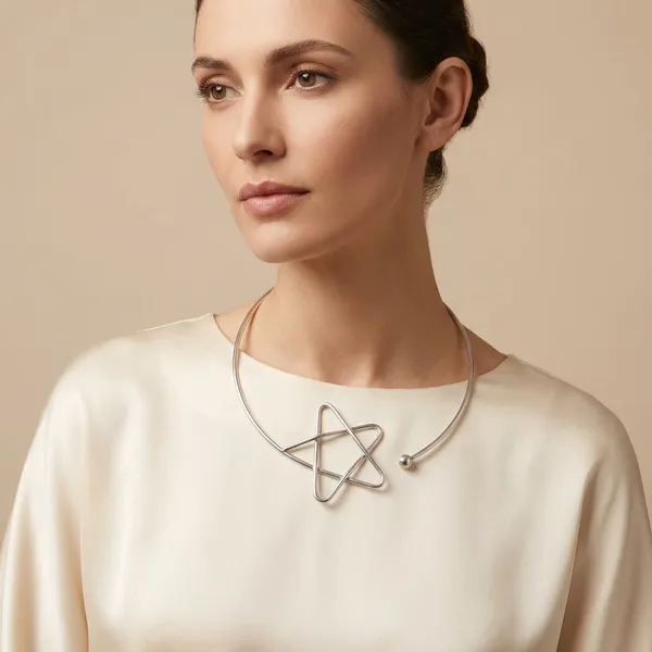 Silver_Modern_Geometric_Wire_With_Abstract_Star_Earring_For_Women