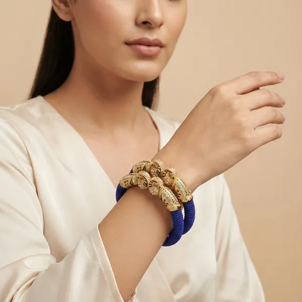 Multicolor_Royal_Blue_Silk_Thread_With_Peacock_Motif_Bangles_For_Women_(Set_Of_2)