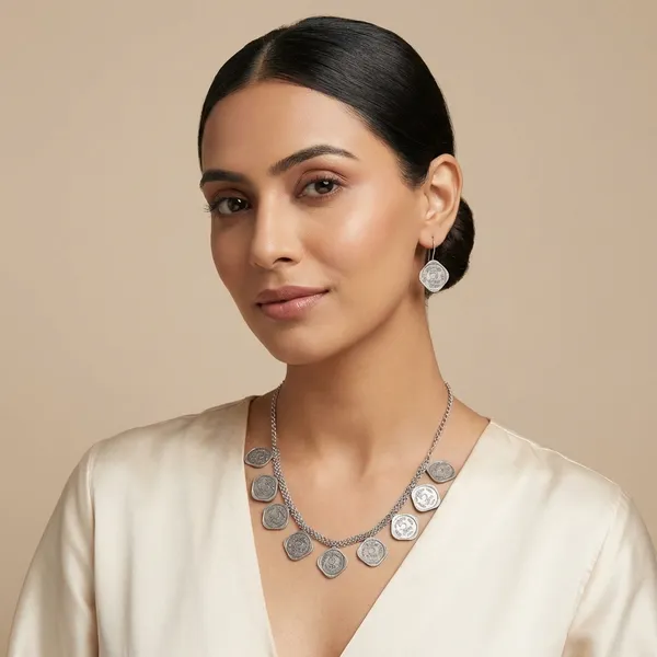 Silver_Ethnic_Silver_Toned_Coin_Necklace_And_Earrings_Set_For_Women