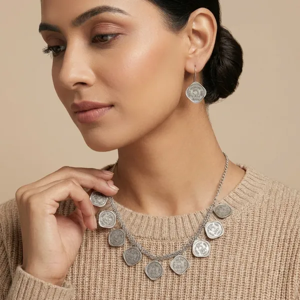 Silver_Ethnic_Silver_Toned_Coin_Necklace_And_Earrings_Set_For_Women