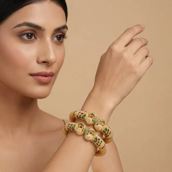 Gold_And_Green_And_Pink_Traditional_Plated_Stone_Work_Bangles_For_Women_(Set_Of_2)