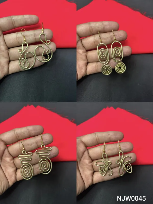 Gold_Handcrafted_Wire_Art_Unique_Designs_Earrings_Set_For_Women_(Set_Of_4)
