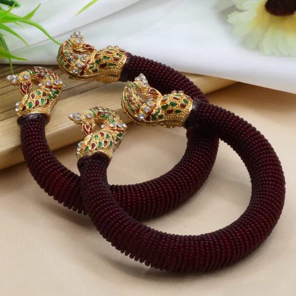 Multicolor_Beaded_With_Peacock_Design_Bangles_For_Women_(Set_Of_2)