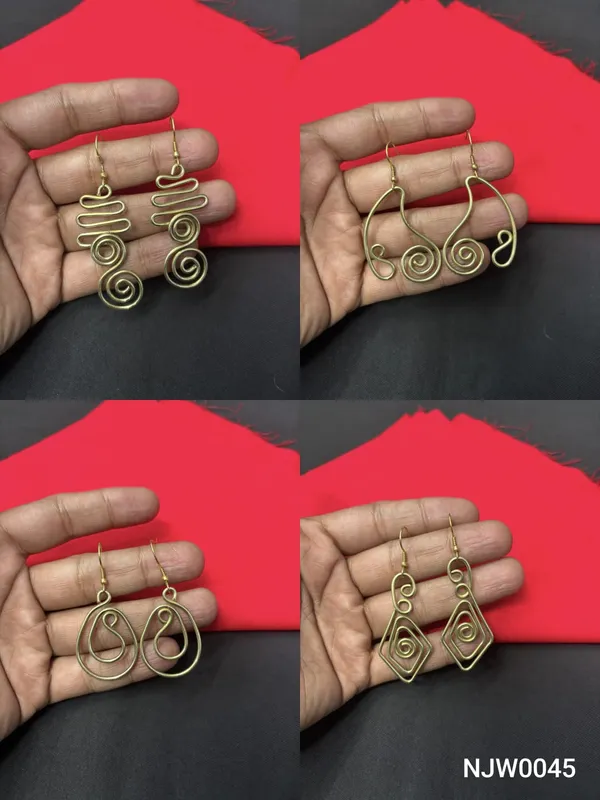 Gold_Handcrafted_Wire_Earrings_Set_For_Women_(Set_Of_4_Pairs)