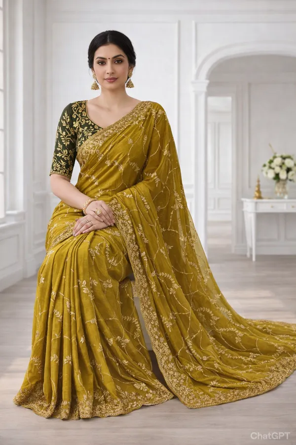 Yellow_Embroidered_Georgette_Saree_For_Women