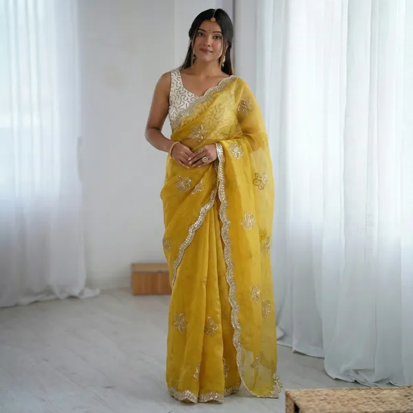 Yellow_Embroidered_Organza_Saree_For_Women