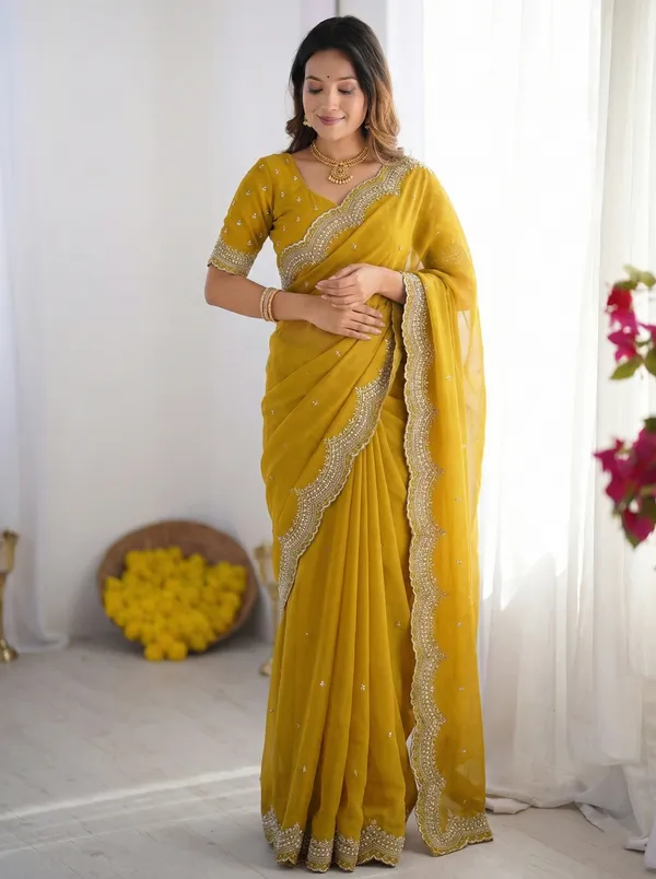 Mustard_Yellow_Embellished_Georgette_Saree_For_Women