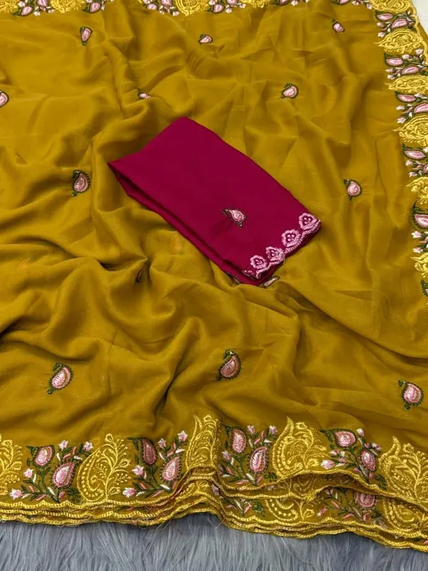 Yellow_Embroidered_Georgette_Saree_For_Women