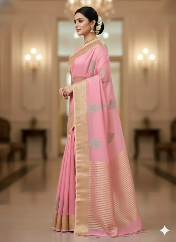 Pink_Border_And_Motif_Silk_Saree_For_Women