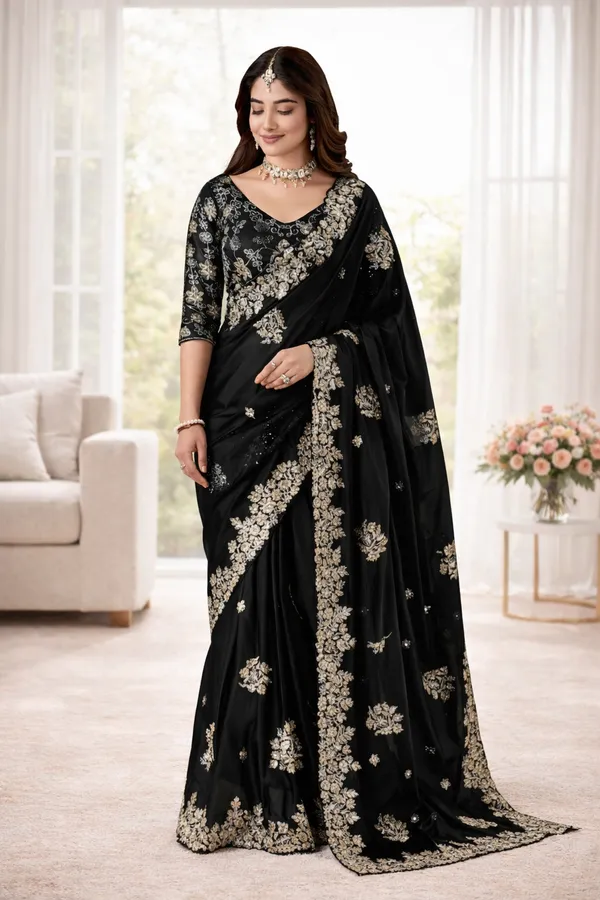 Black_Embroidered_Georgette_Saree_For_Women
