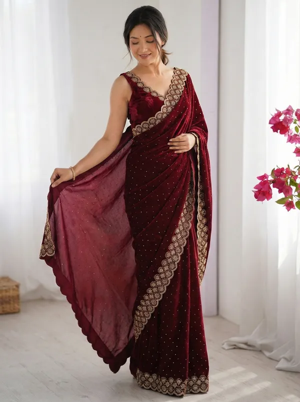 Purple_Embroidered_Georgette_Saree_For_Women