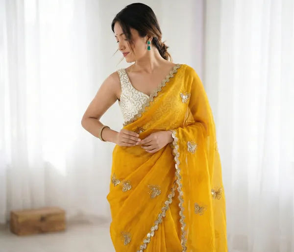 Yellow_Embroidered_Organza_Saree_For_Women