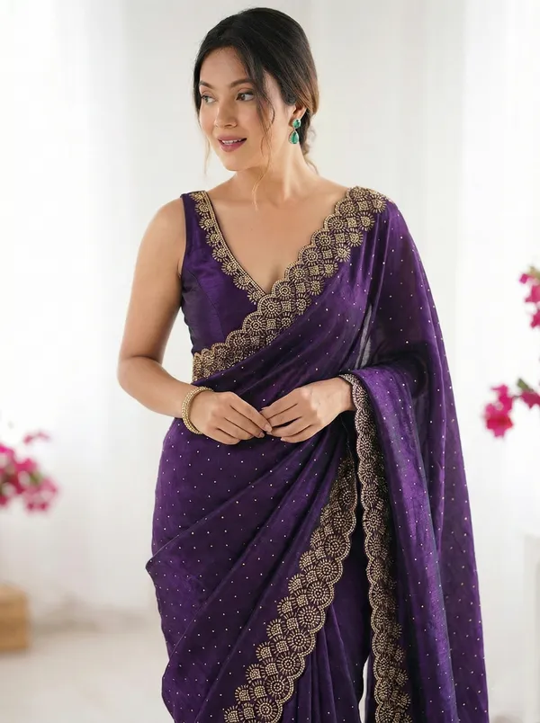Purple_Embellished_Georgette_Saree_For_Women