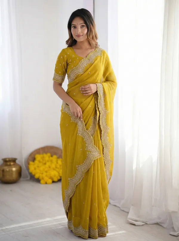Mustard_Yellow_Embellished_Georgette_Saree_For_Women