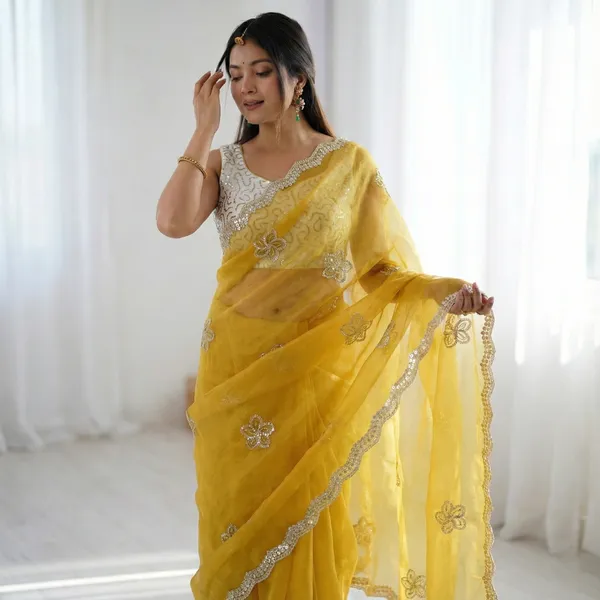 Yellow_Embroidered_Organza_Saree_For_Women