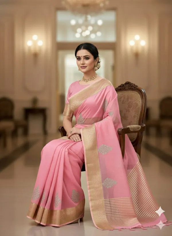Pink_Border_And_Motif_Silk_Saree_For_Women