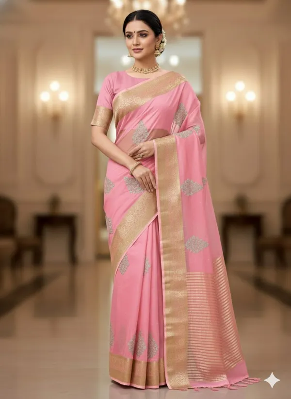 Pink_Border_And_Motif_Silk_Saree_For_Women