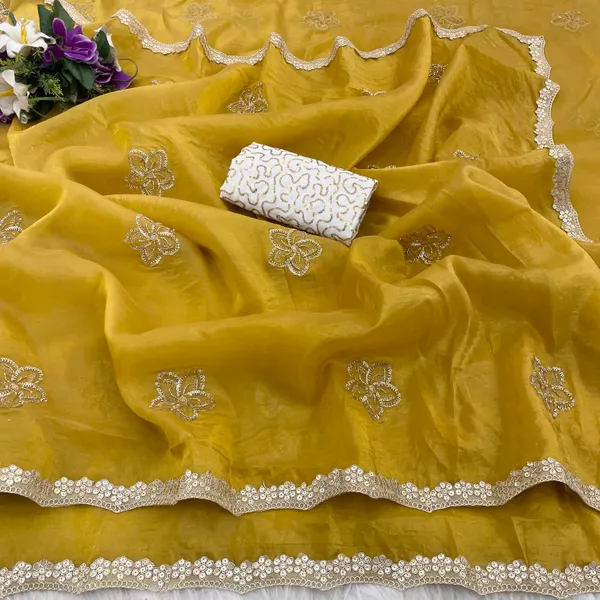 Yellow_Embroidered_Organza_Saree_For_Women