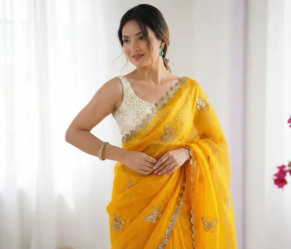 Yellow_Embroidered_Organza_Saree_For_Women