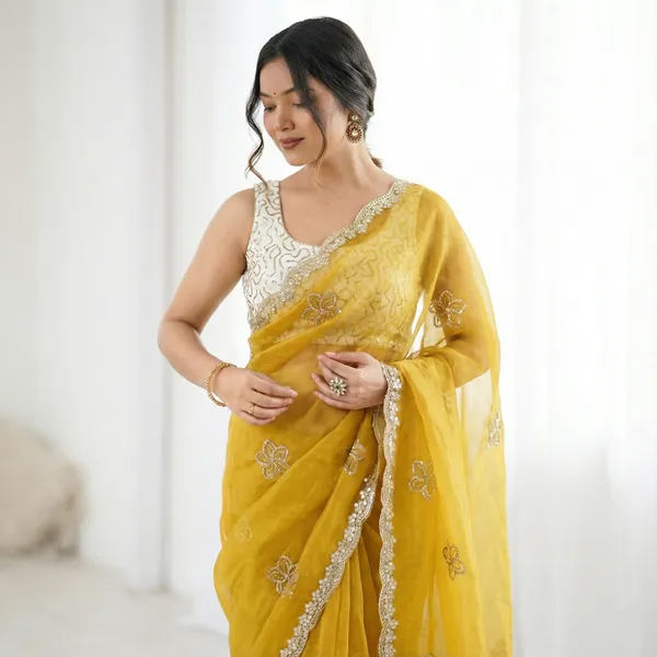 Yellow_Embroidered_Organza_Saree_For_Women