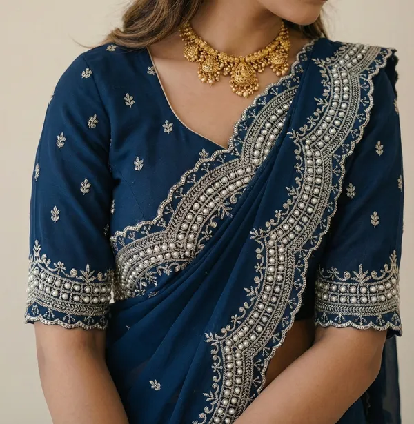 Dark_Blue_Embellished_Georgette_Saree_For_Women
