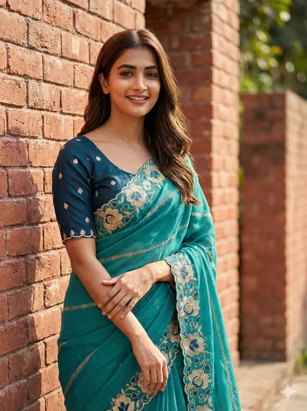 Sea_Blue_Embroidered_Silk_Saree_For_Women