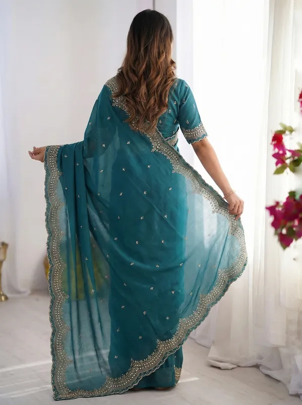 Blue_Embellished_Georgette_Saree_For_Women