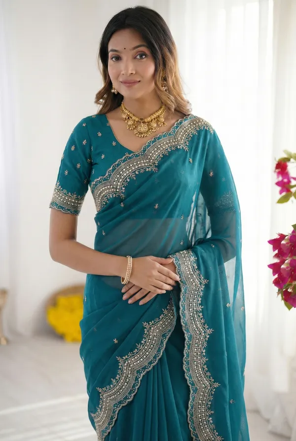 Blue_Embellished_Georgette_Saree_For_Women