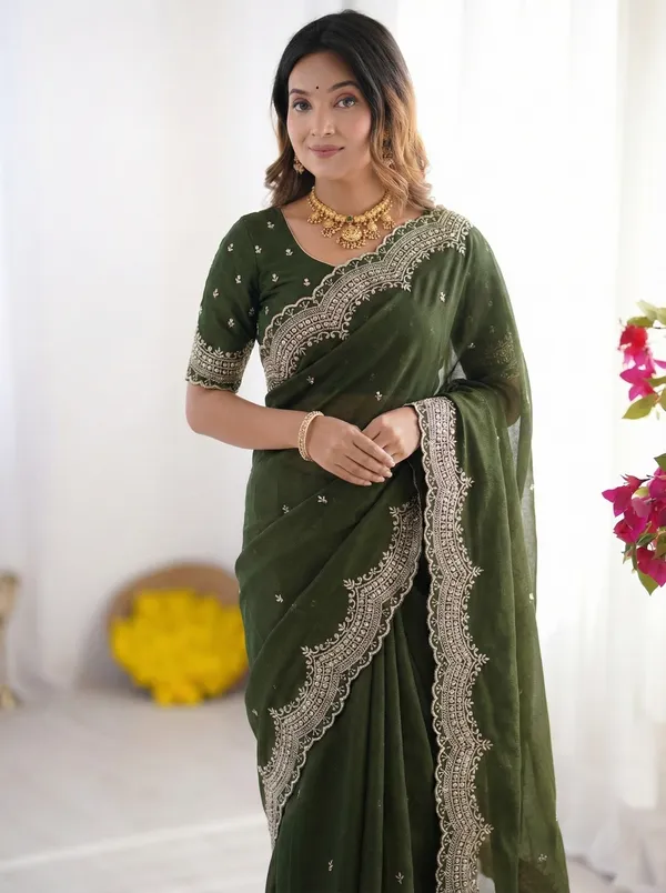 Green_Embellished_Georgette_Saree_For_Women