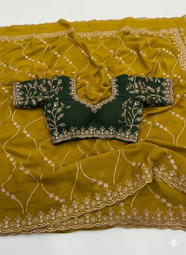 Yellow_Embroidered_Georgette_Saree_For_Women