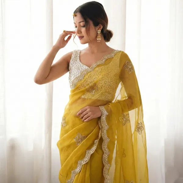 Yellow_Embroidered_Organza_Saree_For_Women