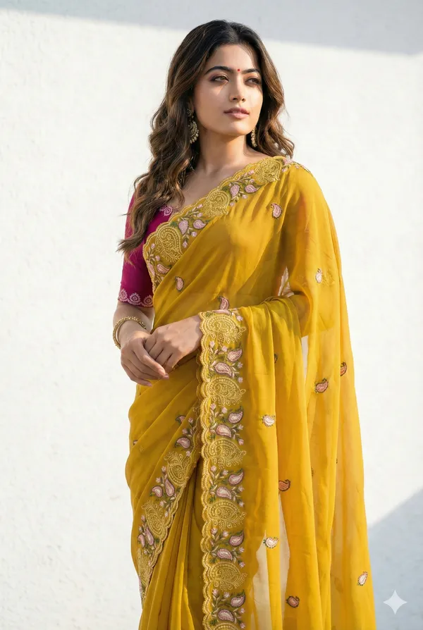 Yellow_Embroidered_Georgette_Saree_For_Women