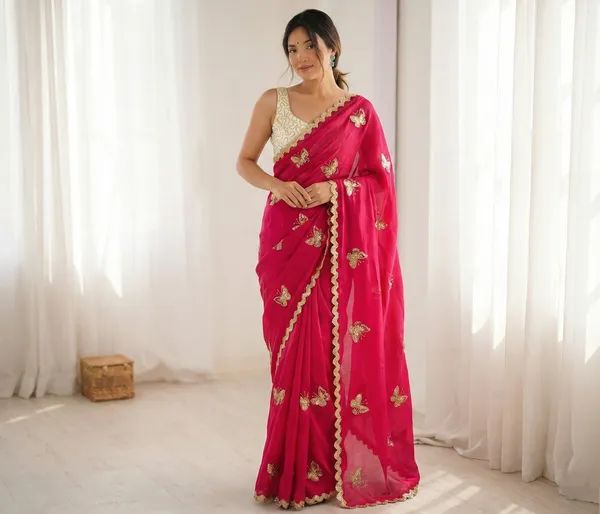 Red_Embroidered_Georgette_Saree_For_Women