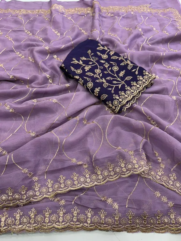 Violet_Embroidered_Organza_Saree_For_Women