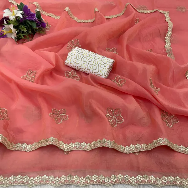 Light_Peach_Embroidered_Organza_Saree_For_Women