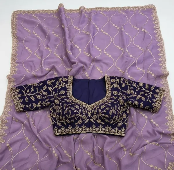 Violet_Embroidered_Organza_Saree_For_Women