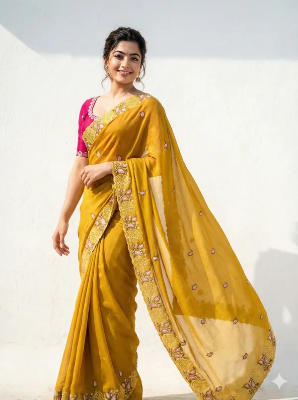 Yellow_Embroidered_Georgette_Saree_For_Women