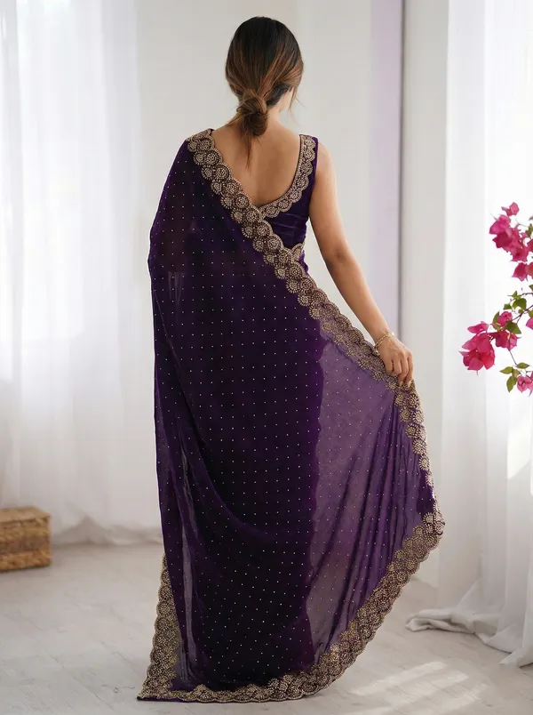 Purple_Embellished_Georgette_Saree_For_Women