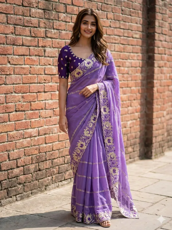 Purple_Embroidered_Organza_Saree_For_Women