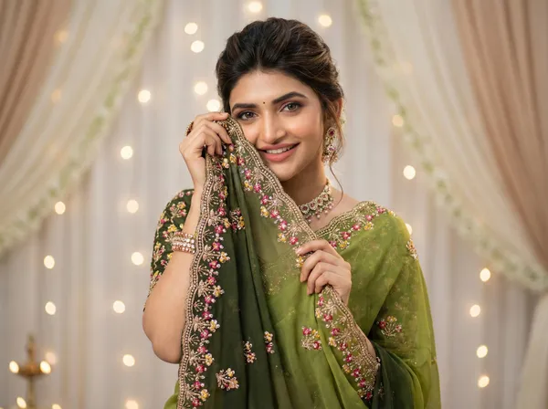 Green_Embroidered_Georgette_Saree_For_Women