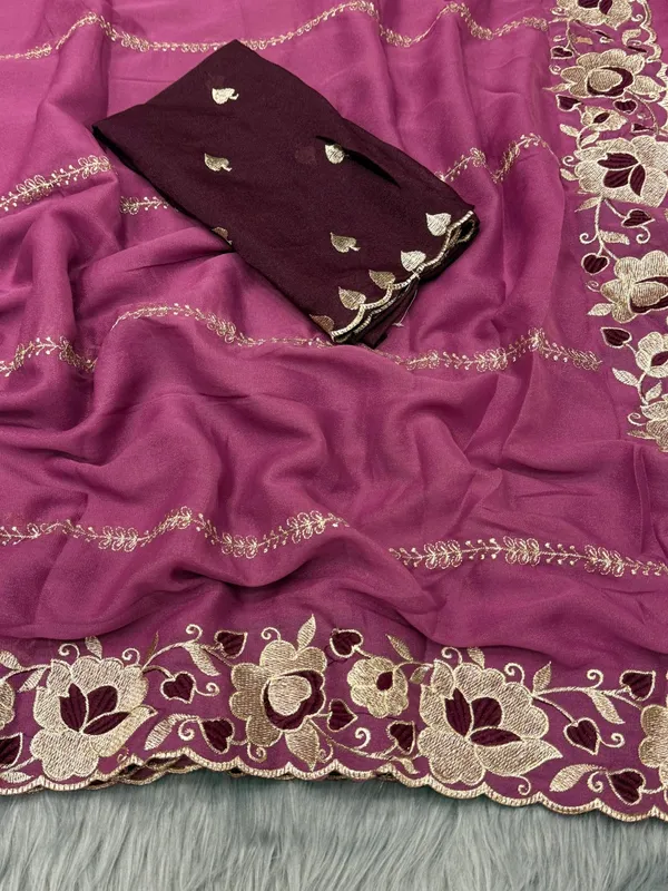 Mauve_Pink_Embroidered_Georgette_Saree_With_Blouse_For_Women