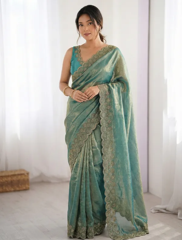 Sea_Green_Embroidered_Georgette_Saree_For_Women