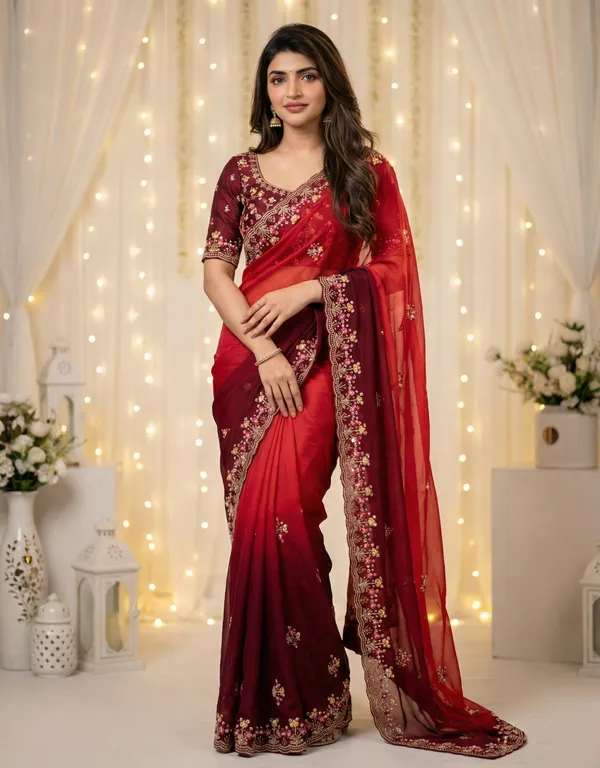 Red_Embroidered_Georgette_Saree_For_Women