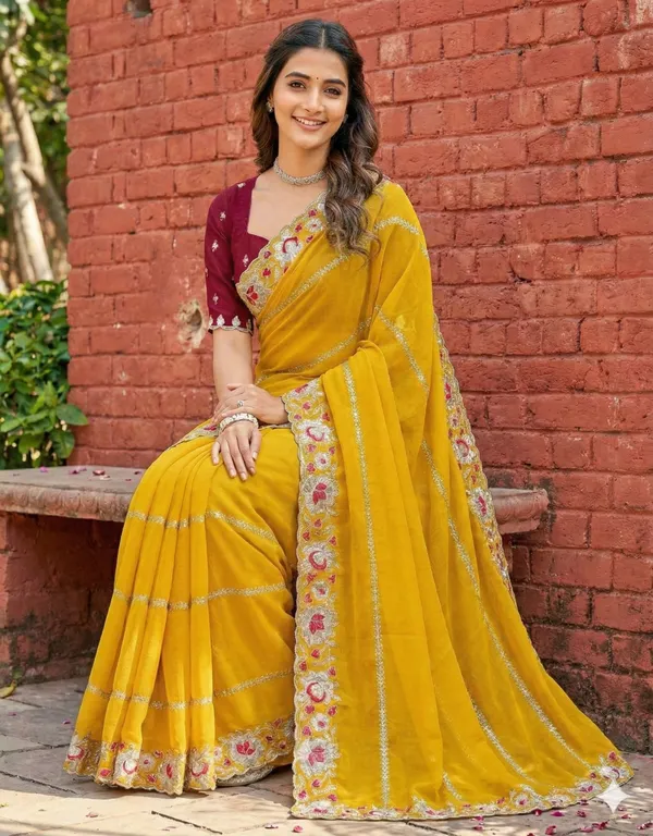 Mustard_Yellow_Embroidered_Georgette_Saree_For_Women