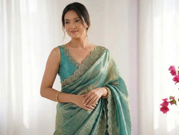 Sea_Green_Embroidered_Georgette_Saree_For_Women