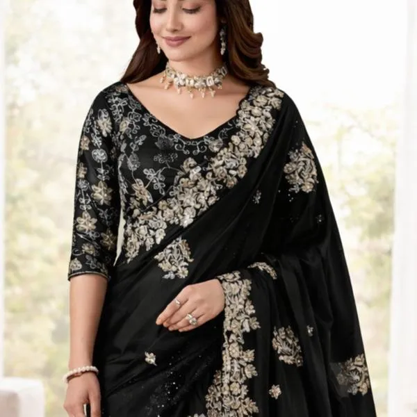 Black_Embroidered_Georgette_Saree_For_Women