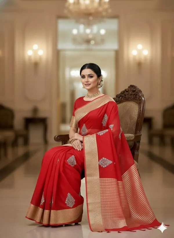Red_Border_And_Motif_Silk_Saree_For_Women