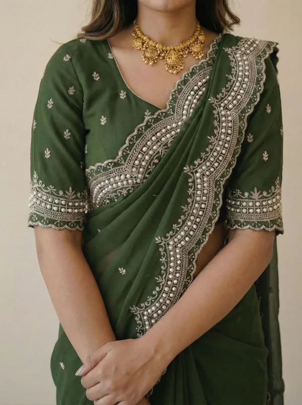 Green_Embellished_Georgette_Saree_For_Women