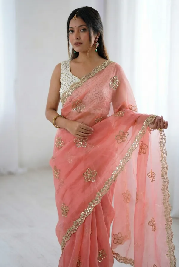 Light_Peach_Embroidered_Organza_Saree_For_Women