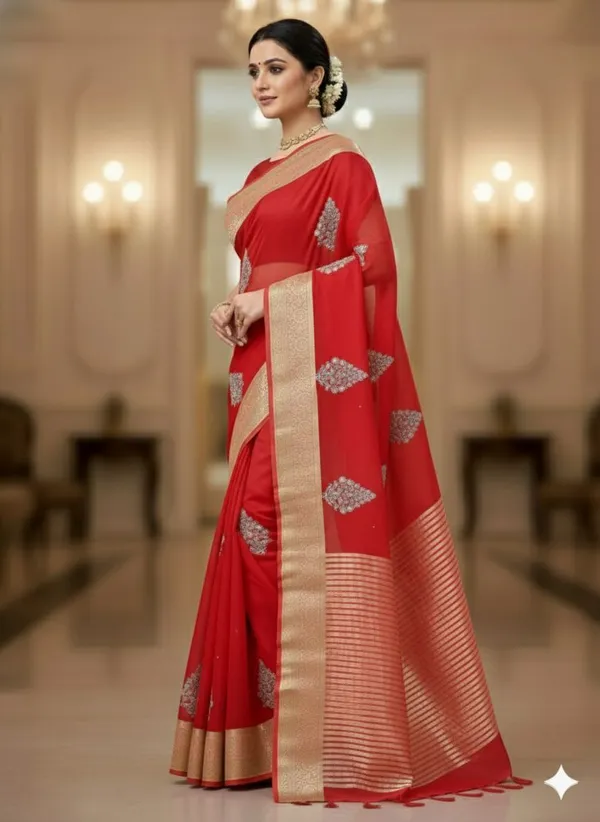 Red_Border_And_Motif_Silk_Saree_For_Women